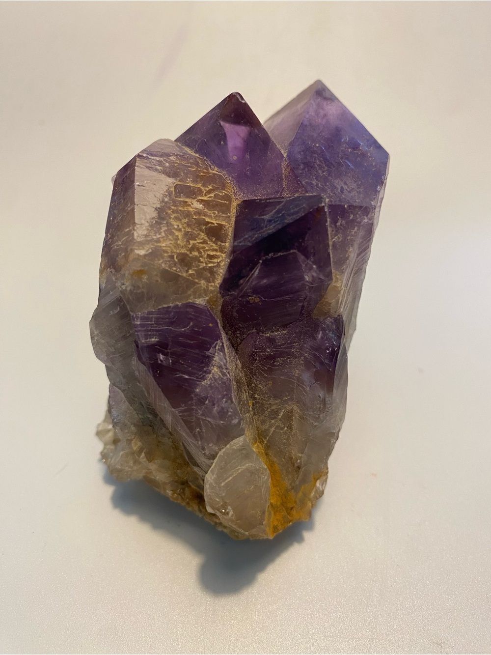 4” Natural Amethyst Crystal Cluster - Purple with Golden Rutile Accents